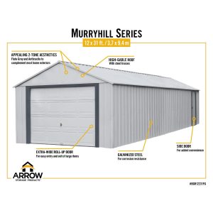 Arrow Murryhill Steel Garage Shed 12 x 31 ft.