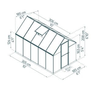Mythos Polycarbonate Greenhouse 6 x 10 ft. Grey Frame | Palram-Canopia