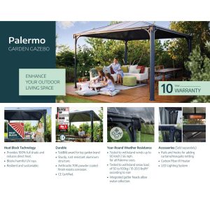 Palermo Aluminum Gazebo 14 x 14 ft. | Palram-Canopia