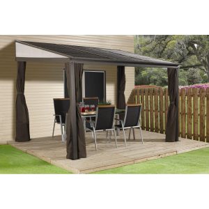 Portland Aluminum Wall-Mounted Gazebo Patio Cover 10 x 12 ft | Sojag