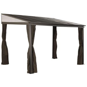 Portland Aluminum Wall-Mounted Gazebo Patio Cover 10 x 12 ft | Sojag